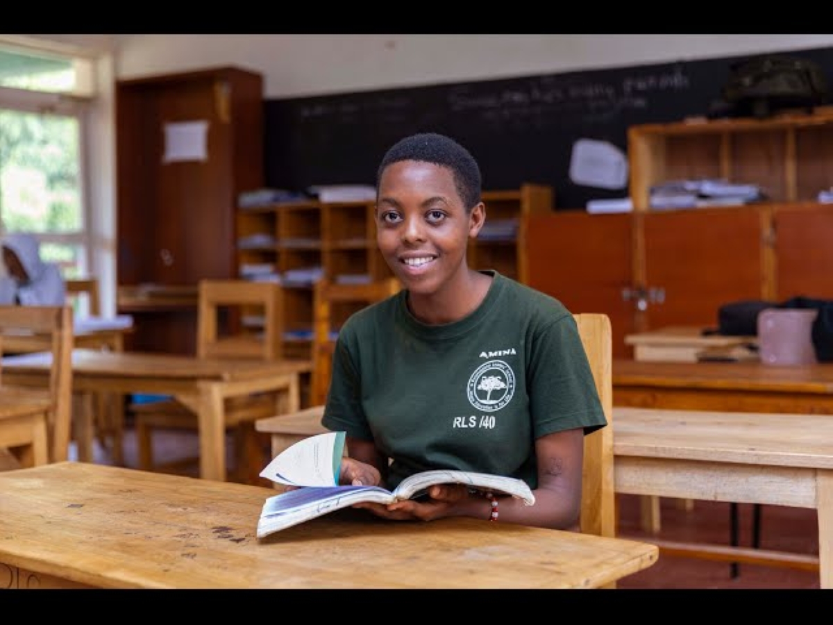 Amina Uwikuzo in her classroom in Rwamagana Leaders’ School