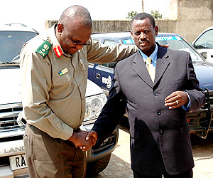 RELIEF: Generals Rusagara (left) and Kaka shortly after their acquittal yesterday