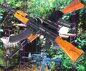 A graphic illustration of different arms that several rebels fighting governments in the region using the Democratic Republic of Congou2019s soil use.