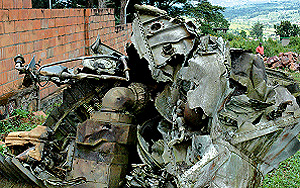 The wreckage of Falcon 50, in which Habyarimana died on April 6, 1994, at the crash scene near Kigali International Airport. (Photo/Magnus Mazimpaka)