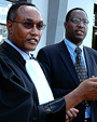 Mitali (R) and  party lawyer Jean Bosco Kazungu outside the High Court recently. (File Photo)