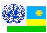 Graphic illustration of the United Nationu2019s logo and the republic of Rwanda flag