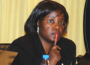 Mujawamariya in the Chamber of Deputies yesterday on the first day of her and Murekerahou2019s appearance before the House in connection with alarming genocide ideology cases unearthed by a recent parliamentary inquiry. (Photo/G. Barya)