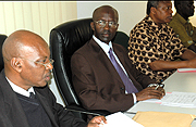 State Minister for Primary and Secondary Education Joseph Murekeraho and Exam officials after the release of 2007 Academic results on Wednesday at the RNEC offices in Remera. (Photo/J. Mbanda)