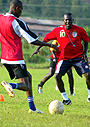 UP HILL TASK:  APRu2019s Coach Andia Mfutila during his teamu2019s drills. APR take on Zamalek today. (Photo / G. Barya)