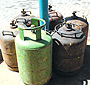 Gas cylinders on sale at Kisementi in Kigali. (Photo/ J. Mbanda)