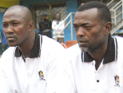 FIRED: Mfutila (R)  has been fired and his assistant Jean David Katotola Mukesa will remain in charge temporarily.