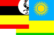 Graphic illustration of a Ugandan and Rwanda flag