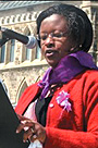 Ambassador Mukabagwiza speaking in Ottawa on Monday.