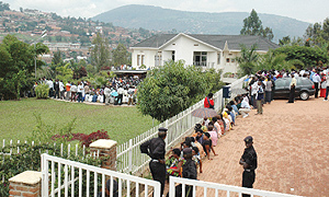 Hundreds of people thronged Kigali Memorial Centre yesterday to pay tribute to Genocide victims even as an attacker hurled a grenade at the Genocide museum, killing a policeman and injuring another the previous day.  (Photo / J. Mbanda)