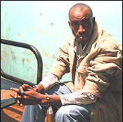 Agaba  at Nyarugenge Police Station. (Photo/ G.Barya).