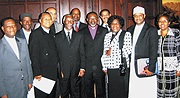 Thabo Mbeki poses with a African peace and human rights activists including Rwandau2019s Mufti Salleh Habimana back row with cap courtsessy.
