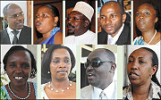 From left top row : P. Damien Habumuremyi, Valu00e9rie Nyirahabineza, Abdul Karim Harerimana, Straton Ndikuryera, Claire Kayirangwa, Dr Odette Nyiramirimo, Jacquu00e9line Muhongayire,  Dr James Ndahiro, Patricia Hajabakiga.