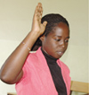 Uwase Zita, one of the newly sworn-in Registrars of the Grand Instance Court
