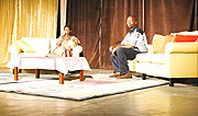 Beau Kalinda and Alice Nkesha Mutamuliza on the talk show set.
