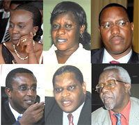 (Clockwise) UDPR:Kayirangwa, PPC:Mukabaramba, PL:Mitali, PSD:Biruta, PDC:Mukezamfura and RPF:Sebasoni.