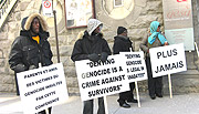 Rwandans in Montreal, Canada demonstrate outside a venue where Rusesabagina and  other revisionists of the Rwandan Genocide were to hold a conference.