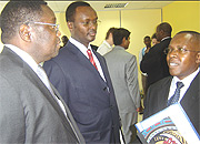 Some of Rwandau2019s top executives including David Kuwana, Managing Director Rwanda Commercial Bank, Emmanuel Hategeka, Secretary General Private Sector Federation and Robert Mathu, Executive Director Capital Market Advisory Council. (File photo).