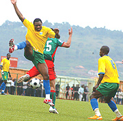 HEAD BOY:  Saidi Abedi Makasi opened Rwandau2019s scoring with a 16th minute header, his third goal in as many matches. (Photo/ G. Barya).
