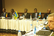 (L-R) Samuel Gahiro, Aronda Nyakayirima, Marcel Gatsinzi, James Kabarebe (Photo/G.Barya)