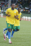 Said Abedi (L) and Haruna Niyonzima failed to break down Moroccou2019s defence. Rwanda lost 2-0. (Photo/G. Barya)
