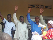 Newly elected mediaters swearing in. (Photo / E Mwesigye)