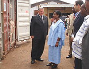 L-R: Egyptian Amb. Ahmed Ramy and State Minister Christine Nyatanyi at Magerwa depot. (Courtesy photo).