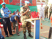 Darfur Rwanda Contingent and Sector North Commander, Brig. Gen. Dennis Rutaha during recent celebrations in Darfur to mark Liberation Day.