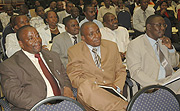Mayors (L-R) Aimu00e9 Bosenibamwe (Burera), Franu00e7ois Niyotwagira (Ngoma), Aimable Twagiramutara (Huye).