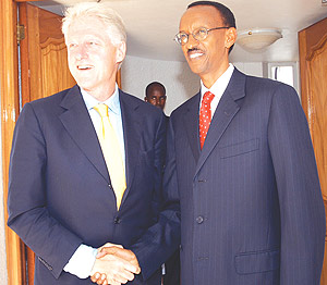 Former American President Bill Clinton meeting Paul Kagame during the formeru2019s previous trip to Kigali in July 2005. (Courtesy photo).