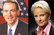 Mike Huckabee (L) and Cindy McCain.