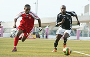 APR striker Kabange Twite in action against Tanzaniau2019s Simba. The Congolese striker and his twin brother Mbuyu are believed to be going for professional trials in Europe at the end of the season.(Photo/ Cecafa)
