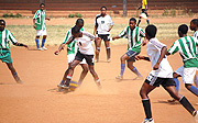 Girls playing soccer at  Camp Kigali. (Courtesy Photo).