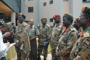 FRUITFUL TOUR: A nine-man delegation from the SPLA on a tour in the country talks to journalists. (Photo/ J. Mbanda)
