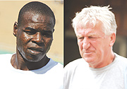 SIDELINED: Abbas Rassou(L), UNDERFIRE: Rene Feller(R).