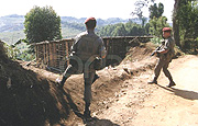 French soldiers on guard in Rwanda