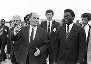 Birds of a feather: Mitterand and Habyarimana. The French President did everything to prop up his old friend