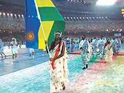 Rwanda flag bearer Pamela Girimbabazi leads the team to a parade at the opening ceremony of the Beijing Olympic Games at National stadium on Friday night (Photo  / B. Mugabe)