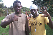 Left is Patison the up coming rap star and Cyoga syle crooner Rafiki(Photo Eugene Mutara)