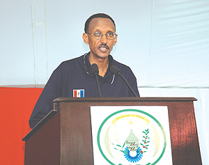 The Chairman of the RPF President Paul Kagame, during last yearu2019s Political Bureau meeting of the party. ( PPU photo)