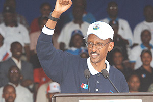 President Kagame at the launch of the RPF campaigns yesterday in Kigali. (Photo/ G. Barya).