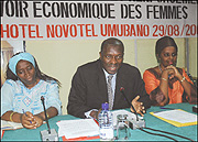 The Minister of Public Service and Labour Anatase Murekezi (C), Permanent Secretary in the Ministry Marceline Mukakarangwa (L) and Donna Kamashazi of UNIFEM. (Photo/ J. Mbanda)