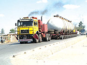 A fuel truck on the road.