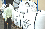 White sugar imported from South Africa  at Bralirwa factory in Kicukiro, Kigali. Consumption of soft drinks in the region is growing. (Photo/T. Kisambira).