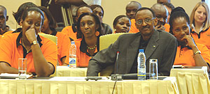 President Paul Kagame and the First Lady with participants during Imbuto Youth Forum. (PPU Photo).