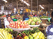 Kimironko market of Kigali city which is ever busy as vendors sell their fruits and vegetables