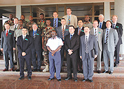 Chief of Defence Forces, James Kabarebe poses with RDF and UK-based Royal College of Defence Studies staff yesterday. (Photo/ J.Mbanda)