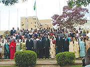  president Paul Kagame poses for a group photo with the new parliamentarians.( File photo) 