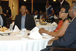 President Kagame at Prayer Breakfast yesterday at Serena Hotel. (PPU Photo)