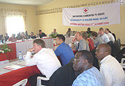 Rwanda Red Cross and Stakeholders listen attentively during partnersu2019 meeting at the Red Cross Headquarters yesterday. (Photo/ R.Mugabe).